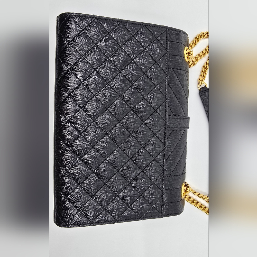 YSL Medium Envelope Monogram Shoulder Bag in Quilted Grain De Poudre - Picture 3 of 16